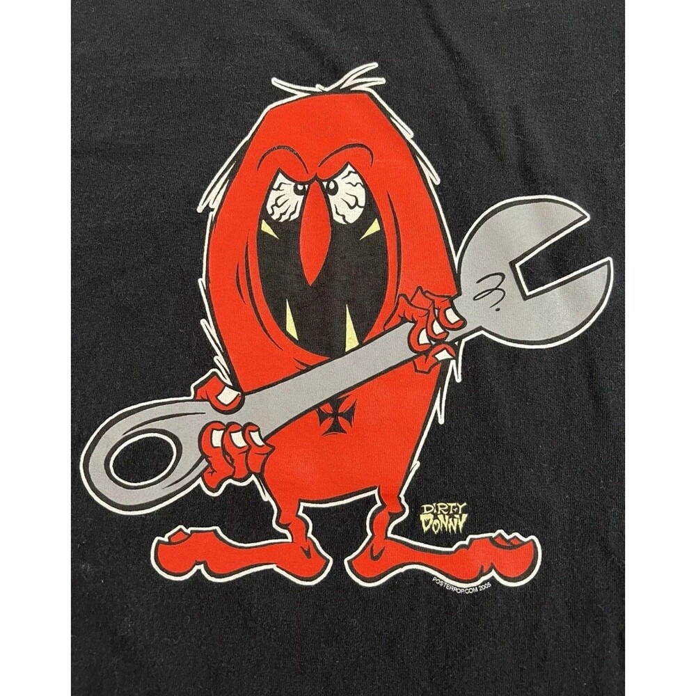 Vtg 2005 Dirty Donny Gremmie Wrench Graphic T Shirt Youth L Metallica Artist USA